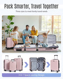LIGHT FLIGHT Luggage Sets, 3 Piece Durable Suitcase Set with Spinner Wheels, 3 Pcs Hardside Lightweight luggage with TSA Lock, Large Checked Travel Suitcases, 20/24/28 Inch, Pink
