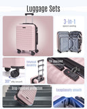 LIGHT FLIGHT Luggage Sets, 3 Piece Durable Suitcase Set with Spinner Wheels, 3 Pcs Hardside Lightweight luggage with TSA Lock, Large Checked Travel Suitcases, 20/24/28 Inch, Pink