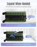 LIGHT FLIGHT Luggage Sets, 3 Piece Durable Suitcase Set with Spinner Wheels, 3 Pcs Hardside Lightweight luggage with TSA Lock, Large Checked Travel Suitcases, 20/24/28 Inch, Pine Green
