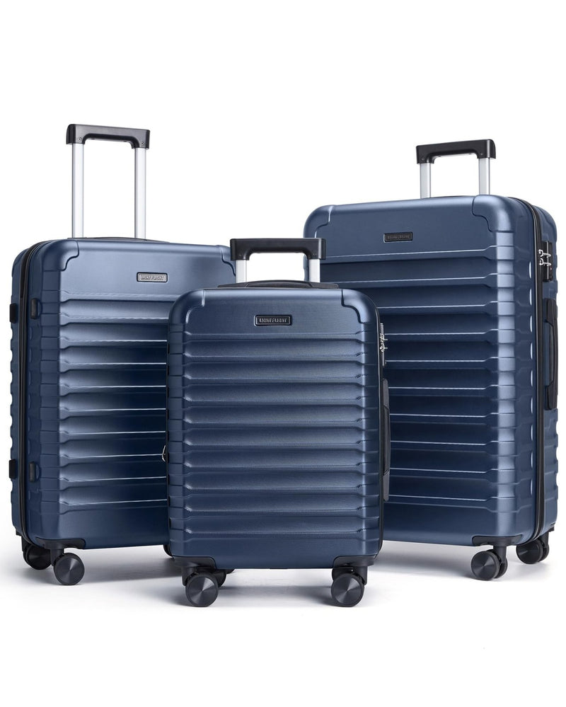 LIGHT FLIGHT Luggage Sets, 3 Piece Durable Suitcase Set with Spinner Wheels, 3 Pcs Hardside Lightweight luggage with TSA Lock, Large Checked Travel Suitcases, 20/24/28 Inch, Dark Blue