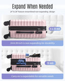 LIGHT FLIGHT Luggage Sets, 3 Piece Durable Suitcase Set with Spinner Wheels, 3 Pcs Hardside Lightweight luggage with TSA Lock, Large Checked Travel Suitcases, 20/24/28 Inch, Pink