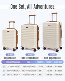 LIGHT FLIGHT Luggage Sets, 3 Piece Durable Suitcase Set with Spinner Wheels, 3 Pcs Hardside Lightweight luggage with TSA Lock, Large Checked Travel Suitcases, 20/24/28 Inch,White