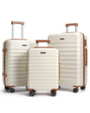 LIGHT FLIGHT Luggage Sets, 3 Piece Durable Suitcase Set with Spinner Wheels, 3 Pcs Hardside Lightweight luggage with TSA Lock, Large Checked Travel Suitcases, 20/24/28 Inch,White