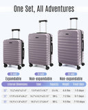 LIGHT FLIGHT Luggage Sets, 3 Piece Durable Suitcase Set with Spinner Wheels, 3 Pcs Hardside Lightweight luggage with TSA Lock, Large Checked Travel Suitcases, 20/24/28 Inch, Rose Purple