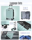 LIGHT FLIGHT Luggage Sets, 3 Piece Durable Suitcase Set with Spinner Wheels, 3 Pcs Hardside Lightweight luggage with TSA Lock, Large Checked Travel Suitcases, 20/24/28 Inch,Mint Green