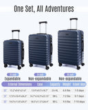 LIGHT FLIGHT Luggage Sets, 3 Piece Durable Suitcase Set with Spinner Wheels, 3 Pcs Hardside Lightweight luggage with TSA Lock, Large Checked Travel Suitcases, 20/24/28 Inch, Dark Blue