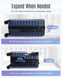 LIGHT FLIGHT Luggage Sets, 3 Piece Durable Suitcase Set with Spinner Wheels, 3 Pcs Hardside Lightweight luggage with TSA Lock, Large Checked Travel Suitcases, 20/24/28 Inch, Dark Blue