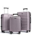 LIGHT FLIGHT Luggage Sets, 3 Piece Durable Suitcase Set with Spinner Wheels, 3 Pcs Hardside Lightweight luggage with TSA Lock, Large Checked Travel Suitcases, 20/24/28 Inch, Rose Purple