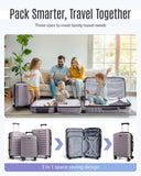 LIGHT FLIGHT Luggage Sets, 3 Piece Durable Suitcase Set with Spinner Wheels, 3 Pcs Hardside Lightweight luggage with TSA Lock, Large Checked Travel Suitcases, 20/24/28 Inch, Rose Purple