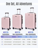 LIGHT FLIGHT Luggage Sets, 3 Piece Durable Suitcase Set with Spinner Wheels, 3 Pcs Hardside Lightweight luggage with TSA Lock, Large Checked Travel Suitcases, 20/24/28 Inch, Pink