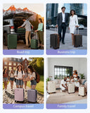 LIGHT FLIGHT Luggage Sets, 3 Piece Durable Suitcase Set with Spinner Wheels, 3 Pcs Hardside Lightweight luggage with TSA Lock, Large Checked Travel Suitcases, 20/24/28 Inch,Black/Brown