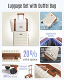 LIGHT FLIGHT Luggage Sets, Carry On Luggage 22x14x9 Airline Approved, Carry On Travel Bag Suitcases with Wheels, Expandable Hardside Lightweight Rolling with TSA Lock 2 - Piece Set (DB/20),Beige