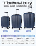 LIGHT FLIGHT Luggage Sets, Durable Hard Shell 3 Piece Set Suitcase with Spinner Wheels, Hardside Lightweight Luggage set with TSA Lock, Large Travel Luggage Set (20" 24" 28"), Dark Blue