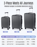 LIGHT FLIGHT Luggage Sets, Durable Hard Shell 3 Piece Set Suitcase with Spinner Wheels, Hardside Lightweight Luggage set with TSA Lock, Large Travel Luggage Set (20" 24" 28"), Glacier Gray
