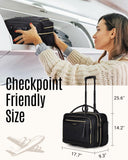LIGHT FLIGHT Rolling Laptop Bag, 17.3 inch Rolling Briefcase for Women, Computer Bag with Wheels, Overnight Roller for Carry on Travel Work Business, Black