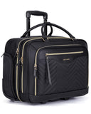 LIGHT FLIGHT Rolling Laptop Bag, 17.3 inch Rolling Briefcase for Women, Computer Bag with Wheels, Overnight Roller for Carry on Travel Work Business, Black