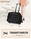 LIGHT FLIGHT Rolling Laptop Bag, 17.3 inch Rolling Briefcase for Women, Computer Bag with Wheels, Overnight Roller for Carry on Travel Work Business, Black