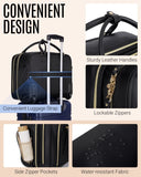 LIGHT FLIGHT Rolling Laptop Bag, 17.3 inch Rolling Briefcase for Women, Computer Bag with Wheels, Overnight Roller for Carry on Travel Work Business, Black