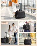 LIGHT FLIGHT Rolling Laptop Bag, 17.3 inch Rolling Briefcase for Women, Computer Bag with Wheels, Overnight Roller for Carry on Travel Work Business, Black