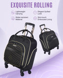 LIGHT FLIGHT Rolling Laptop Bag Women Men Rolling Briefcase 15.6 Inch Computer Bag with Spinner Wheels, Water - resistant Roller for Carry on Business Travel, Quilted Black