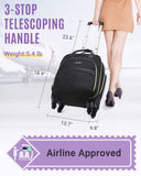 LIGHT FLIGHT Rolling Laptop Bag Women Men Rolling Briefcase 15.6 Inch Computer Bag with Spinner Wheels, Water - resistant Roller for Carry on Business Travel, Quilted Black