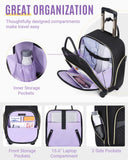 LIGHT FLIGHT Rolling Laptop Bag Women Men Rolling Briefcase 15.6 Inch Computer Bag with Spinner Wheels, Water - resistant Roller for Carry on Business Travel, Quilted Black