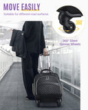 LIGHT FLIGHT Rolling Laptop Bag Women Men Rolling Briefcase 15.6 Inch Computer Bag with Spinner Wheels, Water - resistant Roller for Carry on Business Travel, Quilted Black