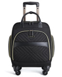 LIGHT FLIGHT Rolling Laptop Bag Women Men Rolling Briefcase 15.6 Inch Computer Bag with Spinner Wheels, Water-resistant Roller for Carry on Business Travel, Quilted Black