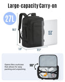 LIGHT FLIGHT Travel Backpack Carry On Flight Approved TSA Friendly Backpack Water - resistant Lightweight Business Large Weekender Bag Casual Daypack 15.6" Laptop Backpack for Men Women,Black