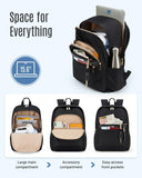 LIGHT FLIGHT Travel Backpack for Women, 15.6 Inch Stylish Laptop Backpack, Computer Bag for College Work Daily, Water - Resistant Casual Daypack with USB Port, Beige