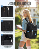 LIGHT FLIGHT Travel Backpack for Women, 15.6 Inch Stylish Laptop Backpack, Computer Bag for College Work Daily, Water - Resistant Casual Daypack with USB Port, Beige