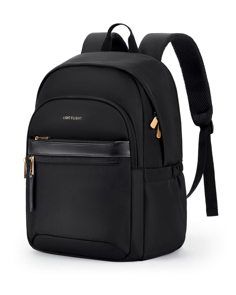 LIGHT FLIGHT Travel Backpack for Women, 15.6 Inch Stylish Laptop Backpack, Computer Bag for College Work Daily, Water - Resistant Casual Daypack with USB Port, Black
