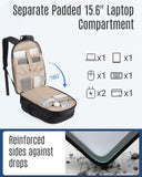 LIGHT FLIGHT Travel Backpack for Women, 15.6" Laptop Backpack with USB Charging Hole, Water Resistant, Large Capacity, Black Daypack for College, Work, Casual Computer Bags