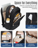 LIGHT FLIGHT Travel Backpack for Women, 15.6" Laptop Backpack with USB Charging Hole, Water Resistant, Large Capacity, Black Daypack for College, Work, Casual Computer Bags