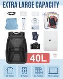 LIGHT FLIGHT Travel Backpack, Laptop Backpack for Men,17.3 Inch Computer Backpack Business Back Pack, Work Bag with USB Charging Hole, 40L Large Casual Daypack, Black grey
