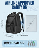 LIGHT FLIGHT Travel Backpack, Laptop Backpack for Men,17.3 Inch Computer Backpack Business Back Pack, Work Bag with USB Charging Hole, 40L Large Casual Daypack, Black grey
