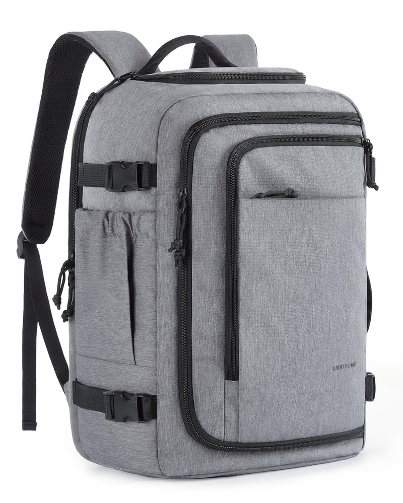 LIGHT FLIGHT Travel Backpack, TSA Friendly Flight Approved Carry on Backpack Water - resistant Lightweight Business Large Weekender Bag Casual Daypack 17.3" Laptop Backpack for Men Women,Grey