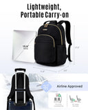 LIGHT FLIGHT Travel Laptop Backpack for Women, 15.6 Inch Laptop Backpack with USB Charging Hole Water Resistant Computer Backpack for Work, Quilted Black
