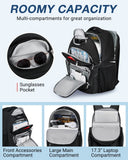 LIGHT FLIGHT Travel Laptop Backpack Men, Water Resistant Laptop Backpack for 17.3 Inch Notebook with USB Charging Hole, Large Computer Backpack for Carry - on Business, Black