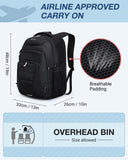LIGHT FLIGHT Travel Laptop Backpack Men, Water Resistant Laptop Backpack for 17.3 Inch Notebook with USB Charging Hole, Large Computer Backpack for Carry - on Business, Black