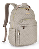 LIGHT FLIGHT Travel Laptop Backpack Women, 15.6 Inch Anti Theft Laptop Backpack with USB Charging Hole Water Resistant Casual Daypack Computer Backpack for Work, Warm Gray