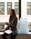 LIGHT FLIGHT Travel Laptop Backpack Women, 15.6 Inch Laptop Backpack with USB Charging Hole, Water Resistant College Bookbag, Black Computer Backpacks for Work,Light Blue