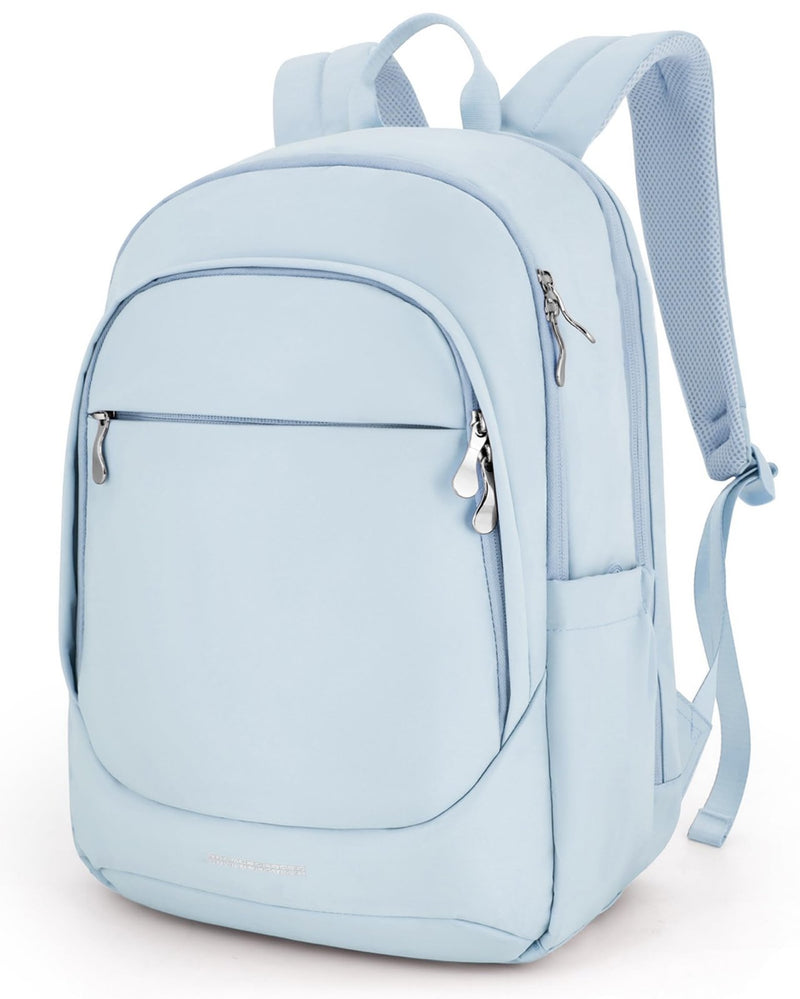 LIGHT FLIGHT Travel Laptop Backpack Women, 15.6 Inch Laptop Backpack with USB Charging Hole, Water Resistant College Bookbag, Black Computer Backpacks for Work,Light Blue