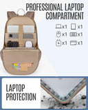 LIGHT FLIGHT Travel Laptop Backpack Women, 17.3 Inch Laptop Backpack with USB Charging Hole, Water Resistant College Bookbag, Black Computer Backpacks for Work, champagne