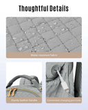 LIGHT FLIGHT Women's 15.6 Inch Anti - Theft Laptop Backpack, Quilted Grey, 17.3 x 11.5 x 6 Inches