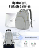 LIGHT FLIGHT Women's 15.6 Inch Anti - Theft Laptop Backpack, Quilted Grey, 17.3 x 11.5 x 6 Inches