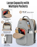 LIGHT FLIGHT Women's 15.6 Inch Anti - Theft Laptop Backpack, Quilted Grey, 17.3 x 11.5 x 6 Inches