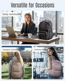 LIGHT FLIGHT Women's Laptop Backpack Fit for 15.6 Inch for Travel Work Business College, Large Capacity Stylish Bookbag with USB Port and Water - Resistant for Daily Use,Black