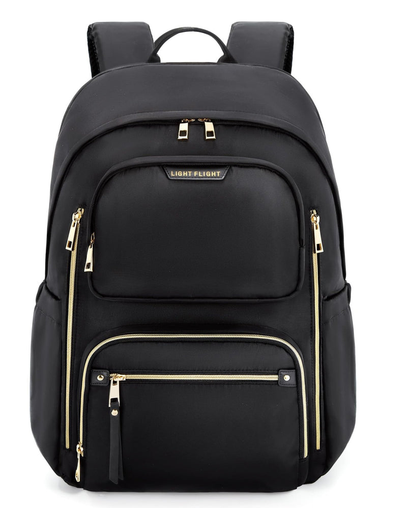 LIGHT FLIGHT Women's Laptop Backpack Fit for 15.6 Inch for Travel Work Business College, Large Capacity Stylish Bookbag with USB Port and Water - Resistant for Daily Use,Black