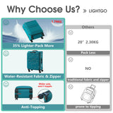 LIGHTGO 20 Inch Carry On Luggage, Softside Suitcase with Spinner Wheels, Lightweight Travel Carry On Bag for Airline Approved, TSA Lock, Water Resistant Underseat Luggage for Women Men, Turquoise